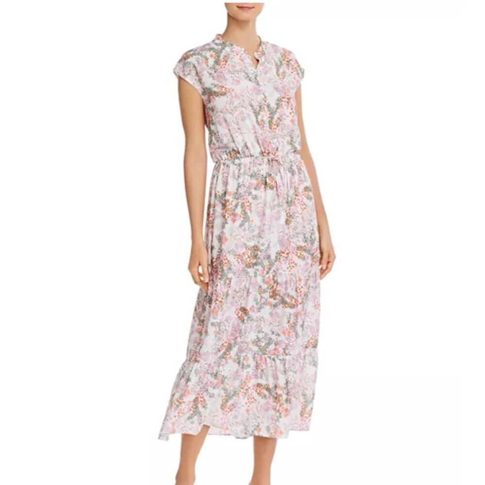 Rebecca Minkoff Giselle floral sleeveless tiered flowy skirt button up t…
